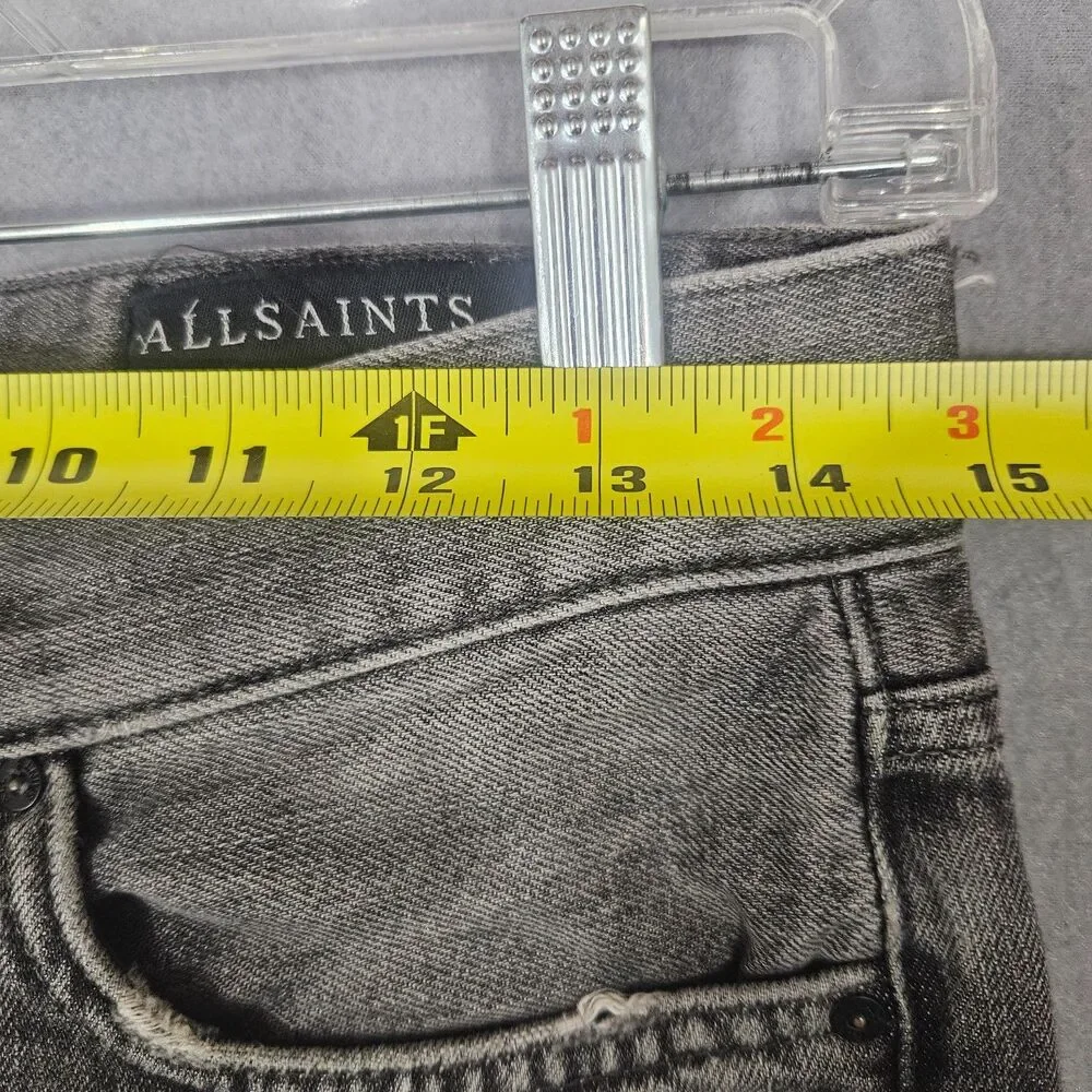 AllSaints Switch Fit Jorts Sz 28 Men's Aged Black Denim Jean Shorts
